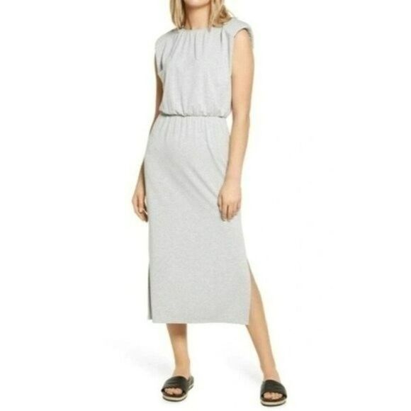 Wayf Luisa Gray Jersey MIDI Dress size Small NWT - Picture 1 of 9